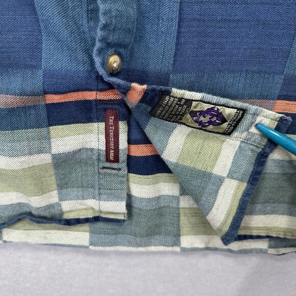 The Territory Ahead Southwestern Aztec Shirt Men's XXL Long Sleeve Blue Flannel - Picture 10 of 12
